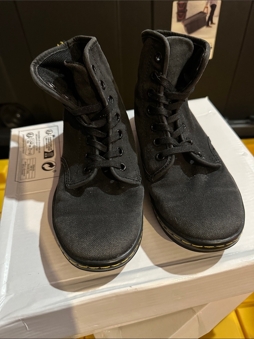 Dr. Martens Black Canvas Lace-Up Ankle Boots